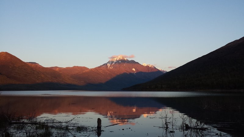 View of Bold Peak across Eklutna Lake.