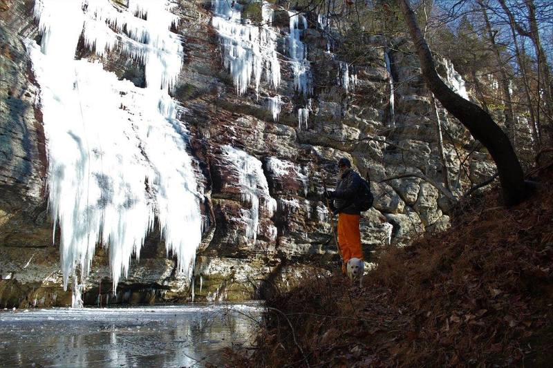 Frozen waterfall coming down the Kitchen Wall