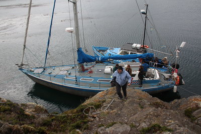 The climb up from the sailboat.