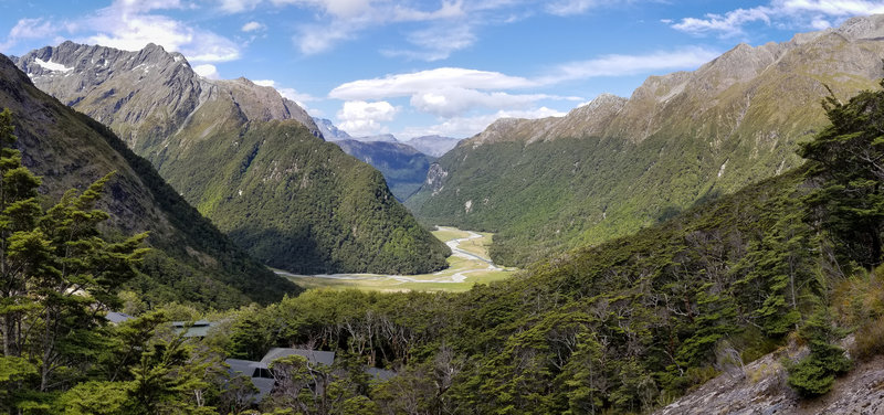 Panorama of Dart Valley from Routeburn Falls