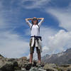 Hiker at the end of the Hooker Valley Track