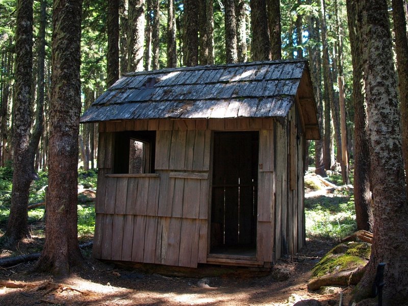 A storage shed at the top of the Herman Cutoff Trail