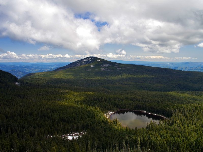 Mount Defiance and North Lake from Green Point Mountain.