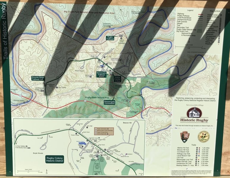 This is the Trails of Historic Rugby Map that is located at Huffington House.