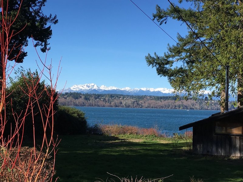 Views of the Olympics at the west end of the Cross Island Trail