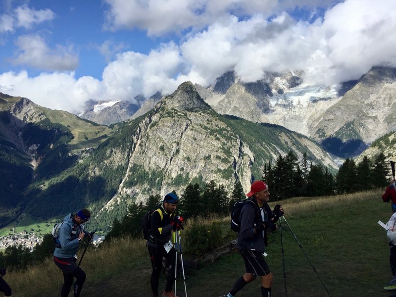 Early in the race climbing out of Courmayeur