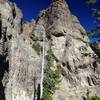 One of the volcanic spires at Standoff Point