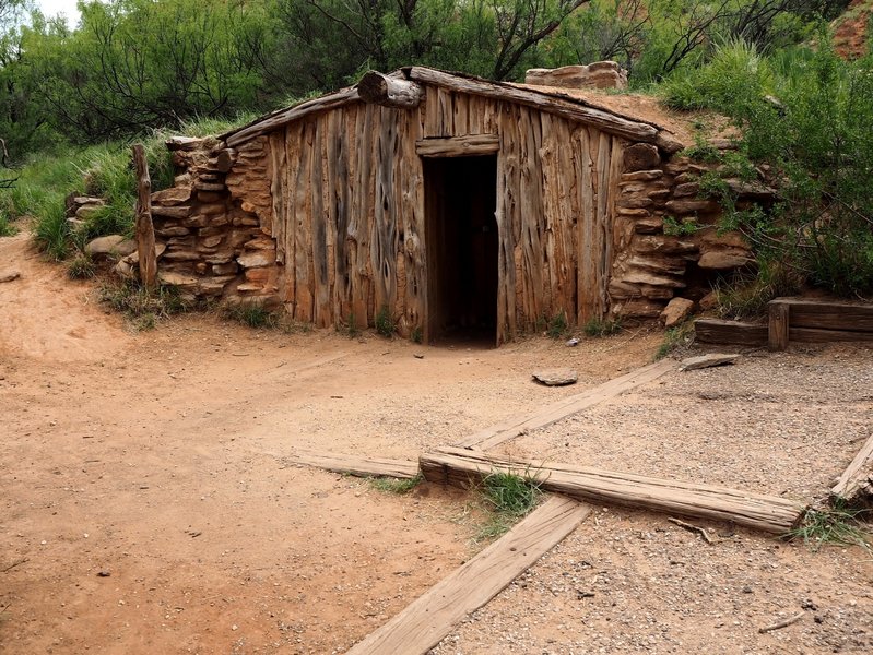 The historic cowboy cabin along the Paseo del Rio Trail