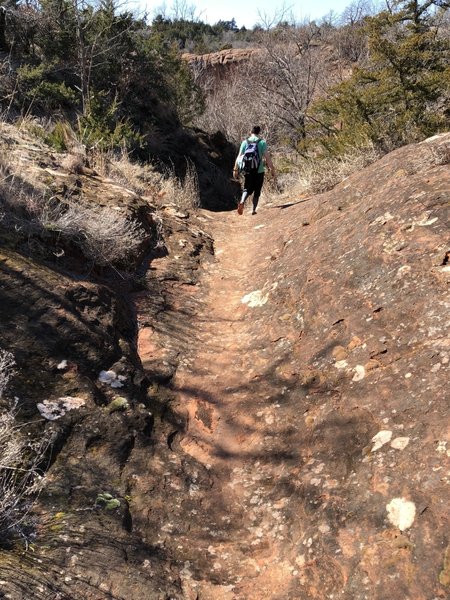 Hiking along the rim of the canyon.