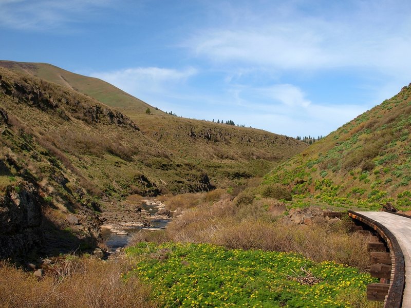 Crossing an old trestle in Swale Canyon