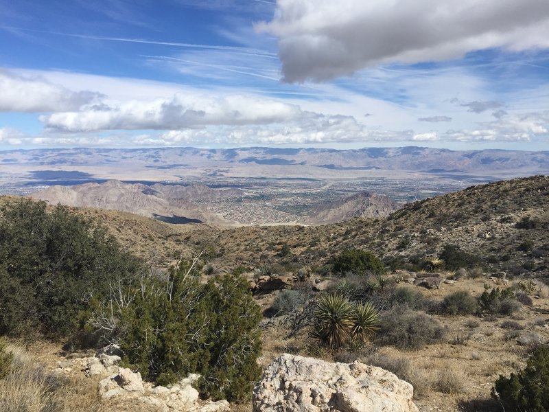 A view north over the La Quinta Cove with most of the climb completed.  From here, drop down into Guadalupe Creek.