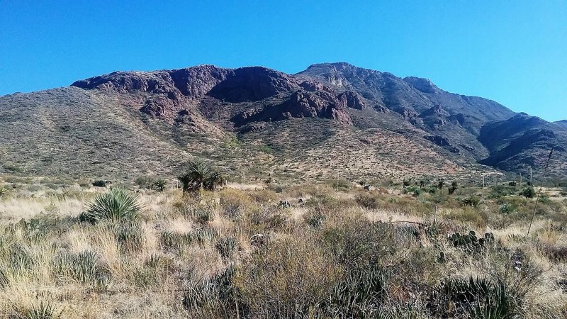 Looking east from the trail towards the Franklin Mountains