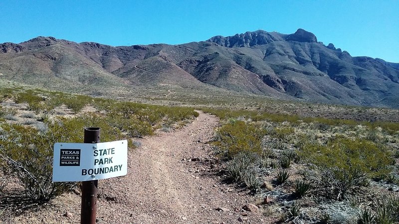 View of the Franklin Mountain from the start of the trail