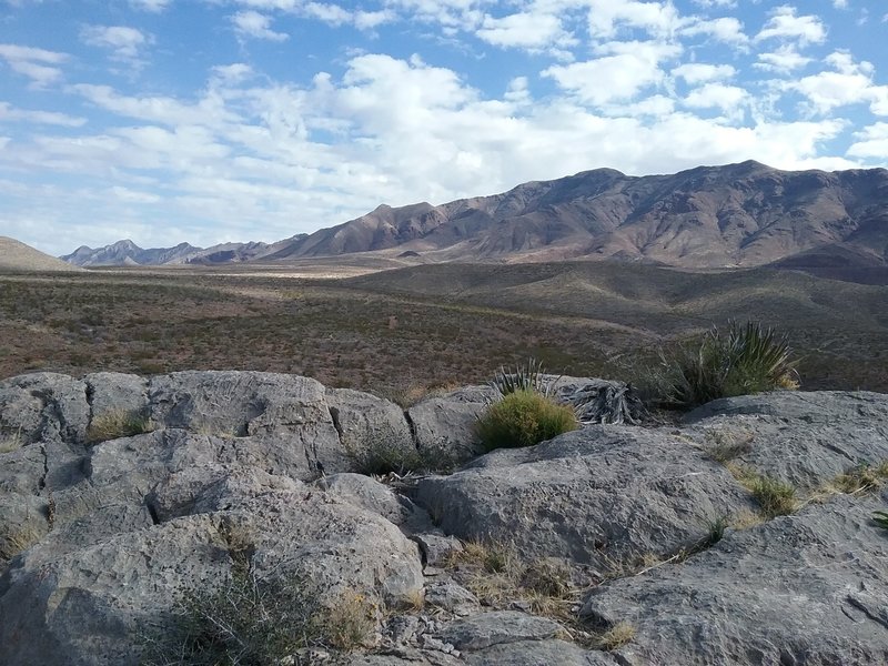 Looking east from the trail, view of  the Franklin Mountains