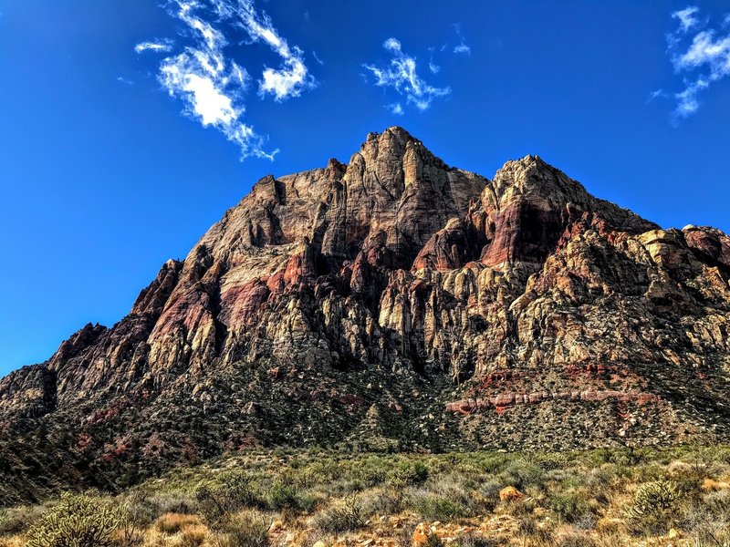 The colorful Mount Wilson rising 3000' feet above the canyon