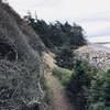 The trail winding down the bluff.