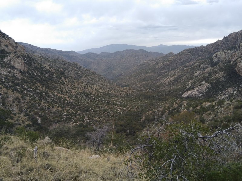 Looking southeast toward Hutch's Pool on the climb up to Romero Saddle