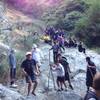 The crowd at Fish Canyon waterfall