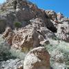 Steep canyon to the south of the trail.