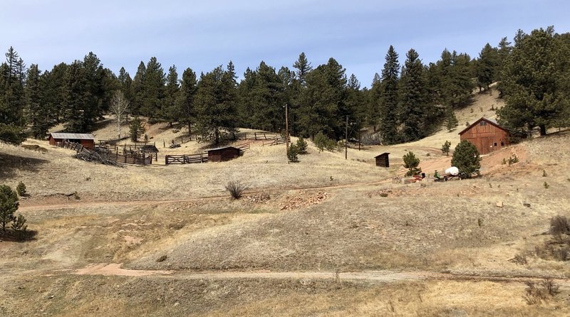 The barns and coral at the fork of Black Bear and Werley Ranch Trail