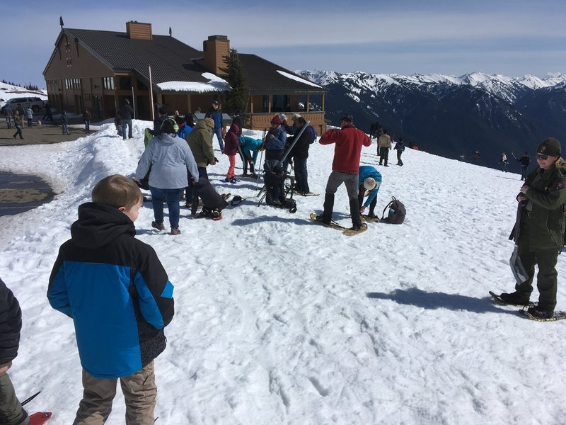 Getting ready to snowshoe.