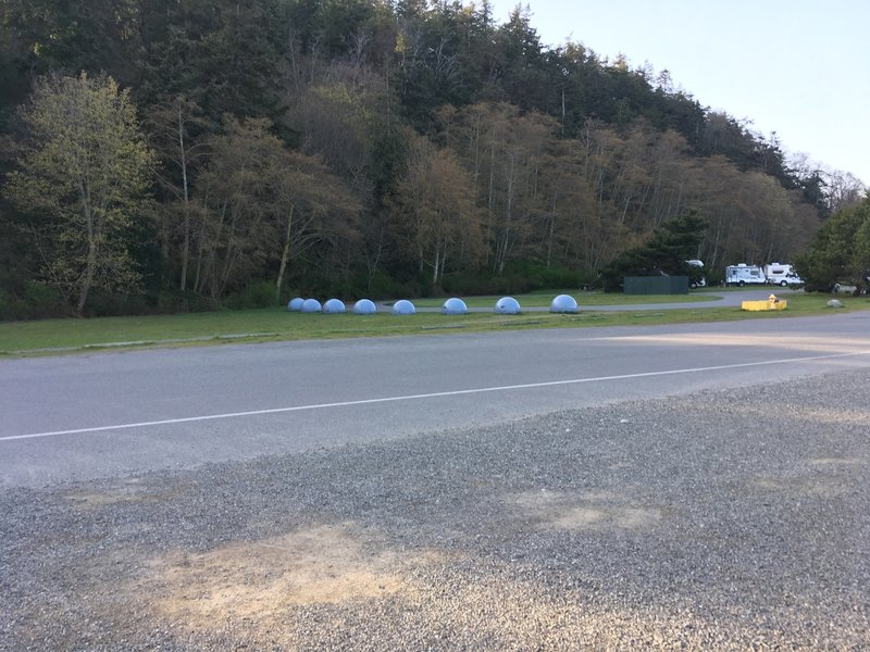 Those floats were used to hold up an underwater, antisubmarine, net that was stretched from Fort Worden, to Whidbey Island.