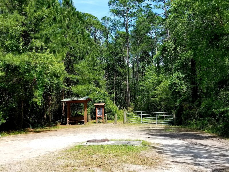 This is the entrance into the wooded part of the trails.