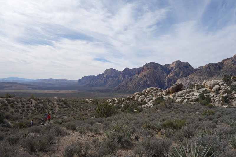 Hikers set off clockwise on the White Rocks Loop