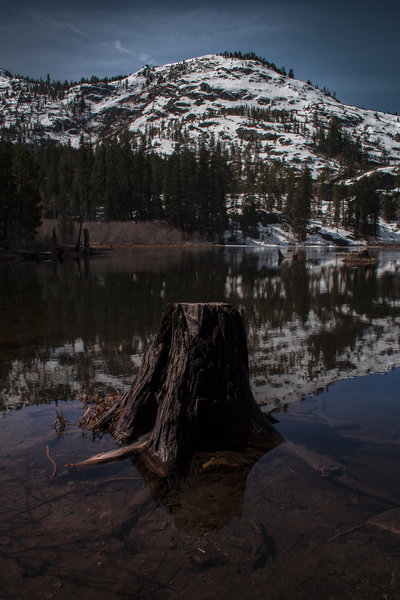 Lily Lake looking out to Keith's Dome, hazy early afternoon. Taken at Glen Alpine Trailhead.