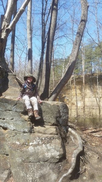 My son climbing the rocks.