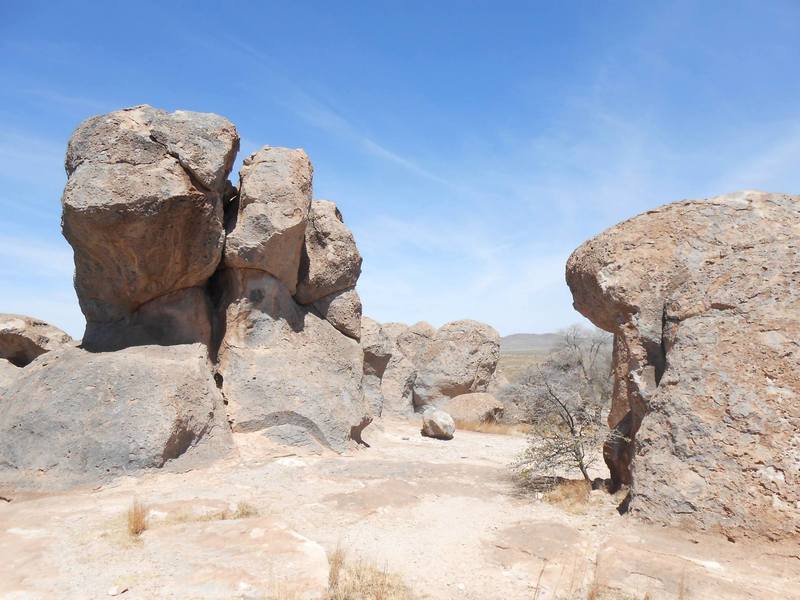 Walking between the boulders