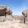 Walking between the boulders