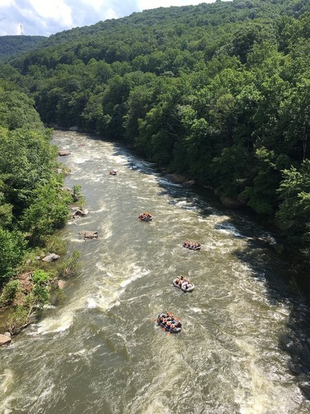 View of the Youghiogheny River from the Ohiopyle High Bridge, along the Great Allegheny Passage near Ohiopyle, Pa.