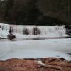 View of  the falls in winter.