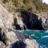 Looking south towards a little, rocky, inlet.