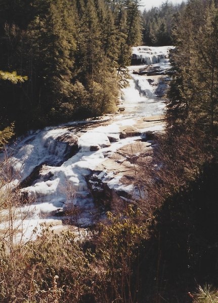 View of Triple Falls in the winter