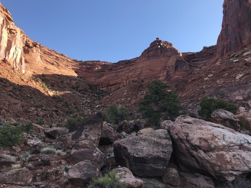 From the end of the descent looking up