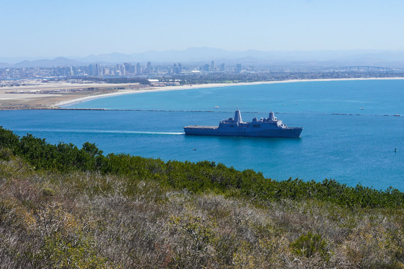 Bayside Trail is a great place to rest and view the local navy fleet with many ships, subs, jets, and helicopters frequenting the skies and waterways.