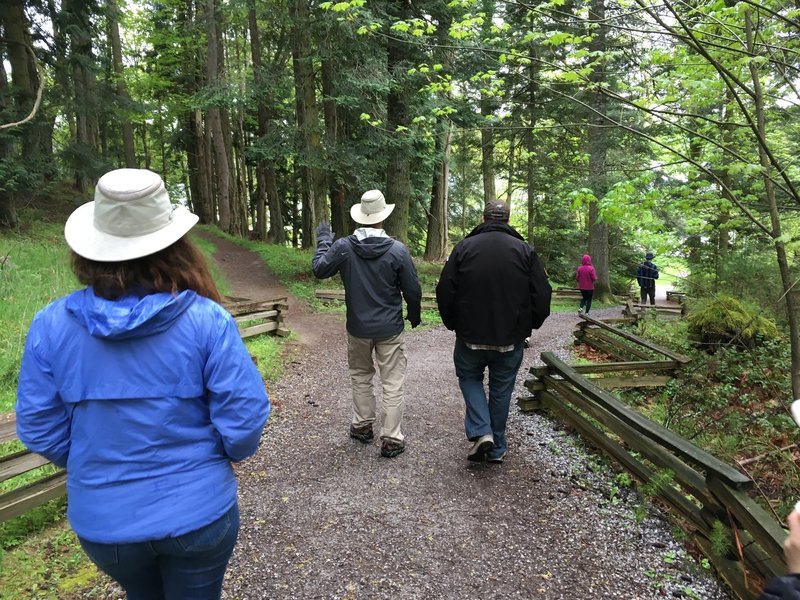 Walking down the trail.