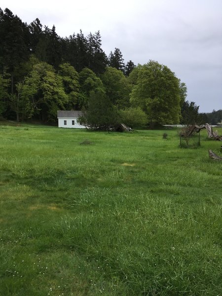 Looking back on the barracks.