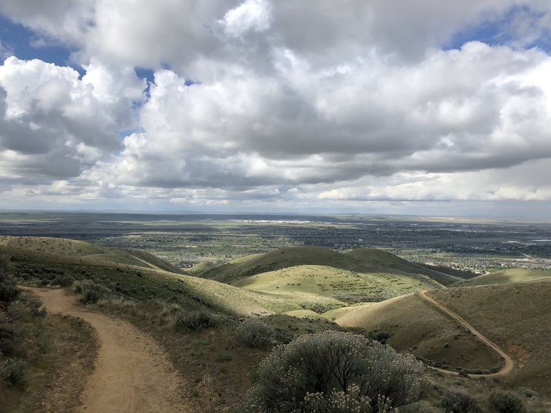 Looking down into the valley from the connection with Lucky Peak trail #6