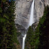 Yosemite Falls on a full moon night from the Lower Yosemite Falls trail