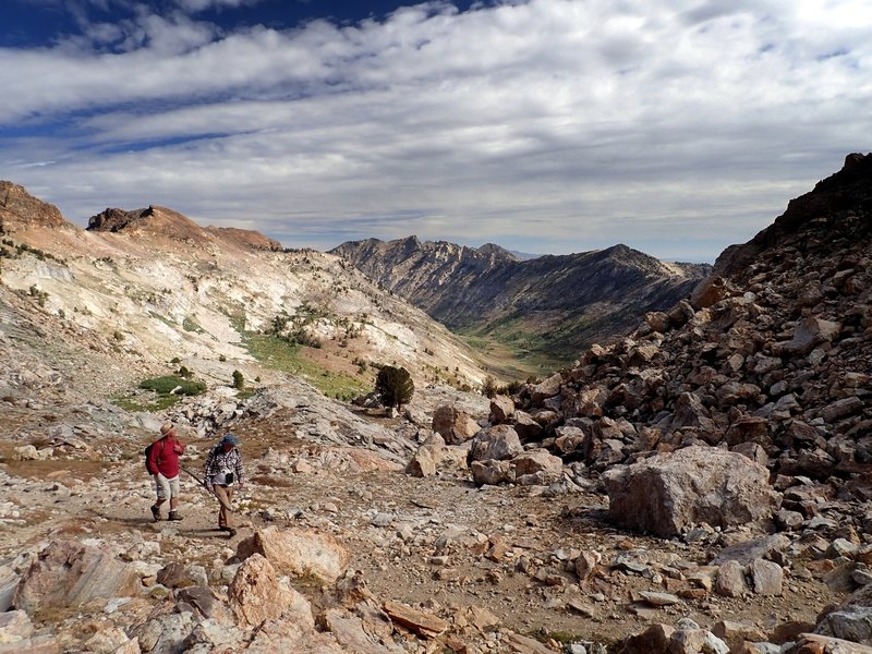 Approaching Liberty Pass; Lamoille Canyon below