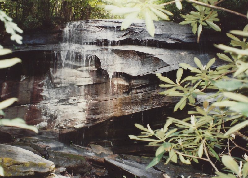 View of falls in summer with low water