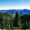 The snow-covered peaks of the Taos Ski area, as seen from Lobo Peak