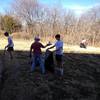 Scouts picking up trash before an event.