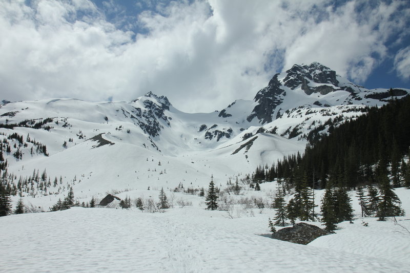 Mount Matier and Mount Joffre from Cerise Creek Winter Route