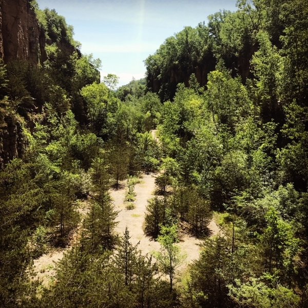 Looking down to level one from level two of Horseshoe Bluff