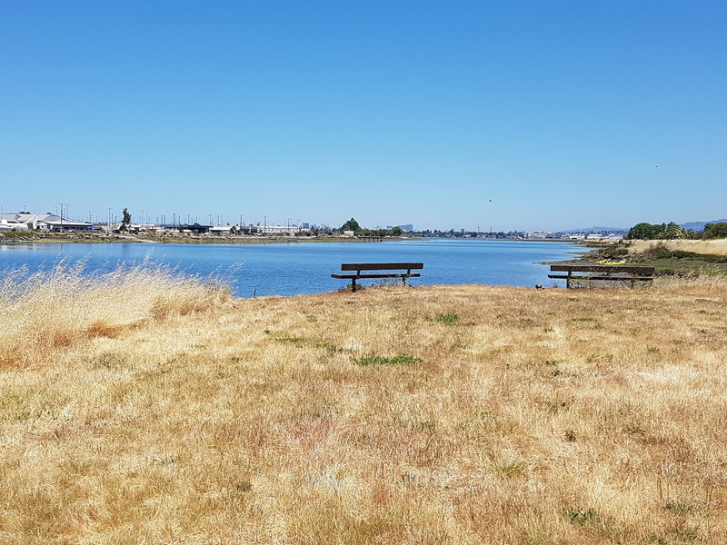 Benches line the entire trail