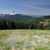 Thompson Peak (T) in the Trinity Alps Wilderness from the Deacon Lee Trail